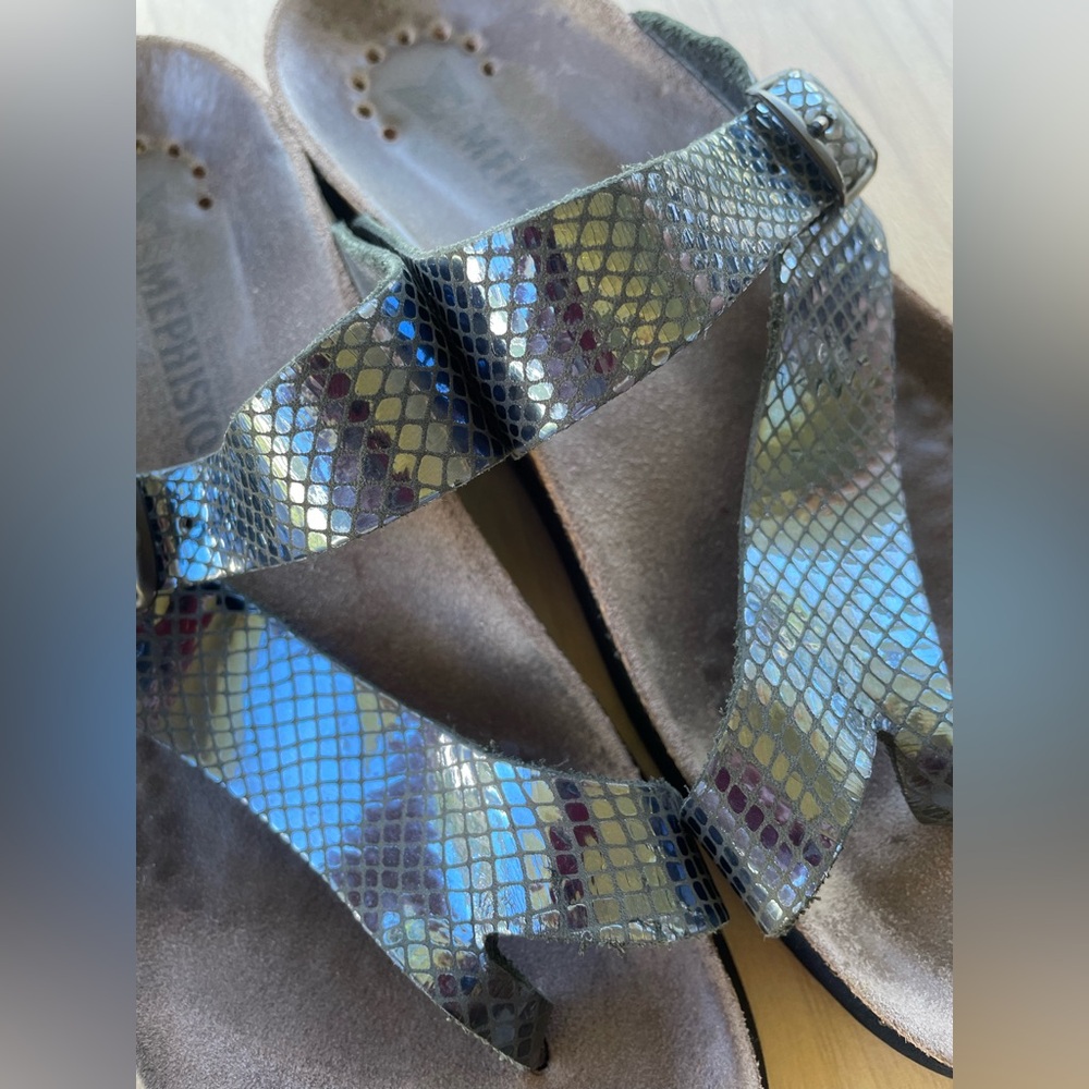 Mephisto Metallic Snake Print Sandals - Picture 7 of 10